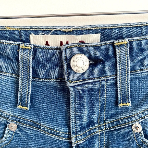 AMO Freja Medium Vintage Denim Wash Front Yoke High Waisted Ankle Crop Jeans 24 - Picture 5 of 12